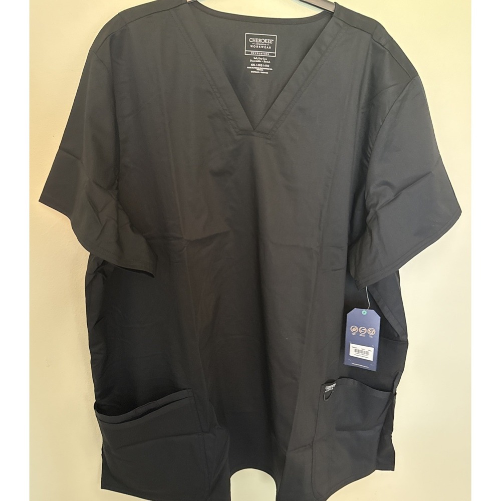 Cherokee Workwear Scrubs V Neck Top WW620 BLK Black Size 4XL New With Tags NWT